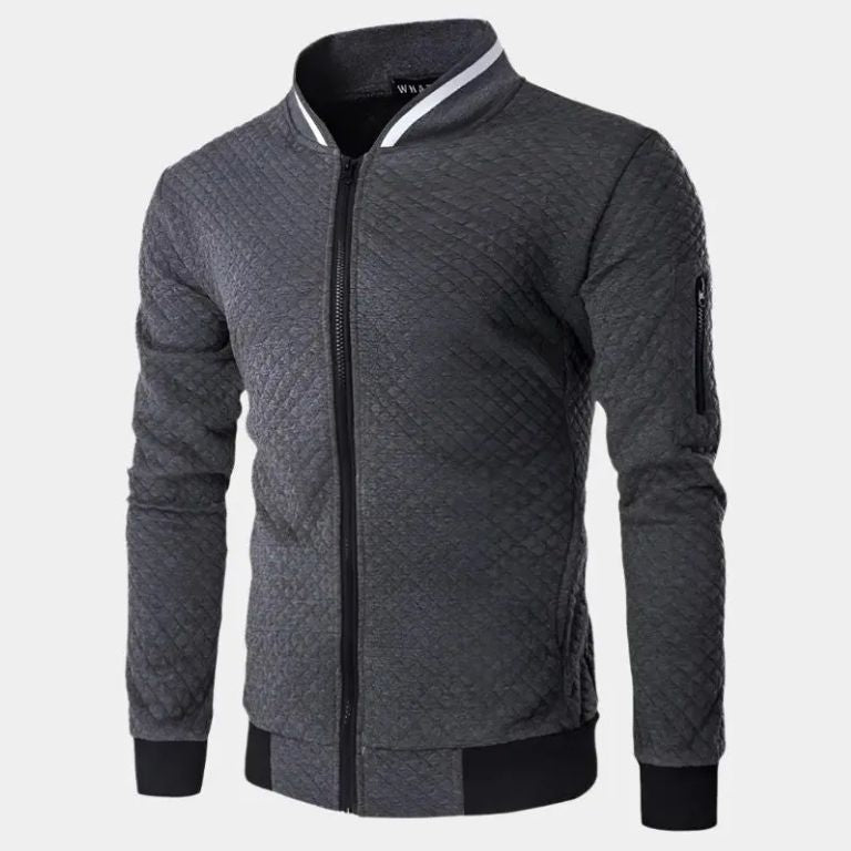Textured Casual Bomber Jacket - Cross & Crown