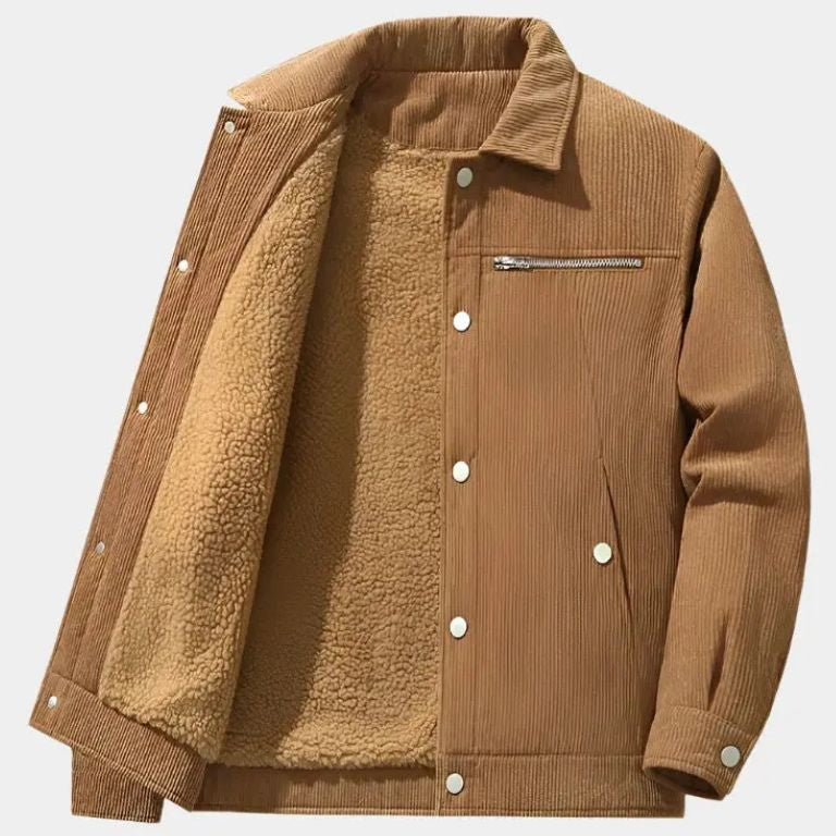 Minimalist Corduroy Sherpa Jacket - Cross & Crown