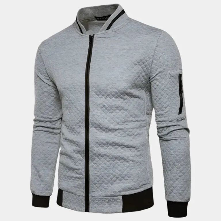 Textured Casual Bomber Jacket - Cross & Crown