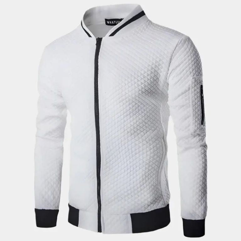 Textured Casual Bomber Jacket - Cross & Crown