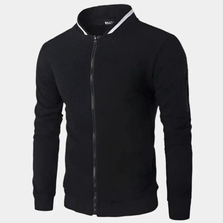Textured Casual Bomber Jacket - Cross & Crown