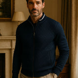 Textured Casual Bomber Jacket - Cross & Crown