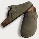 Bibi Suede Buckle Slippers