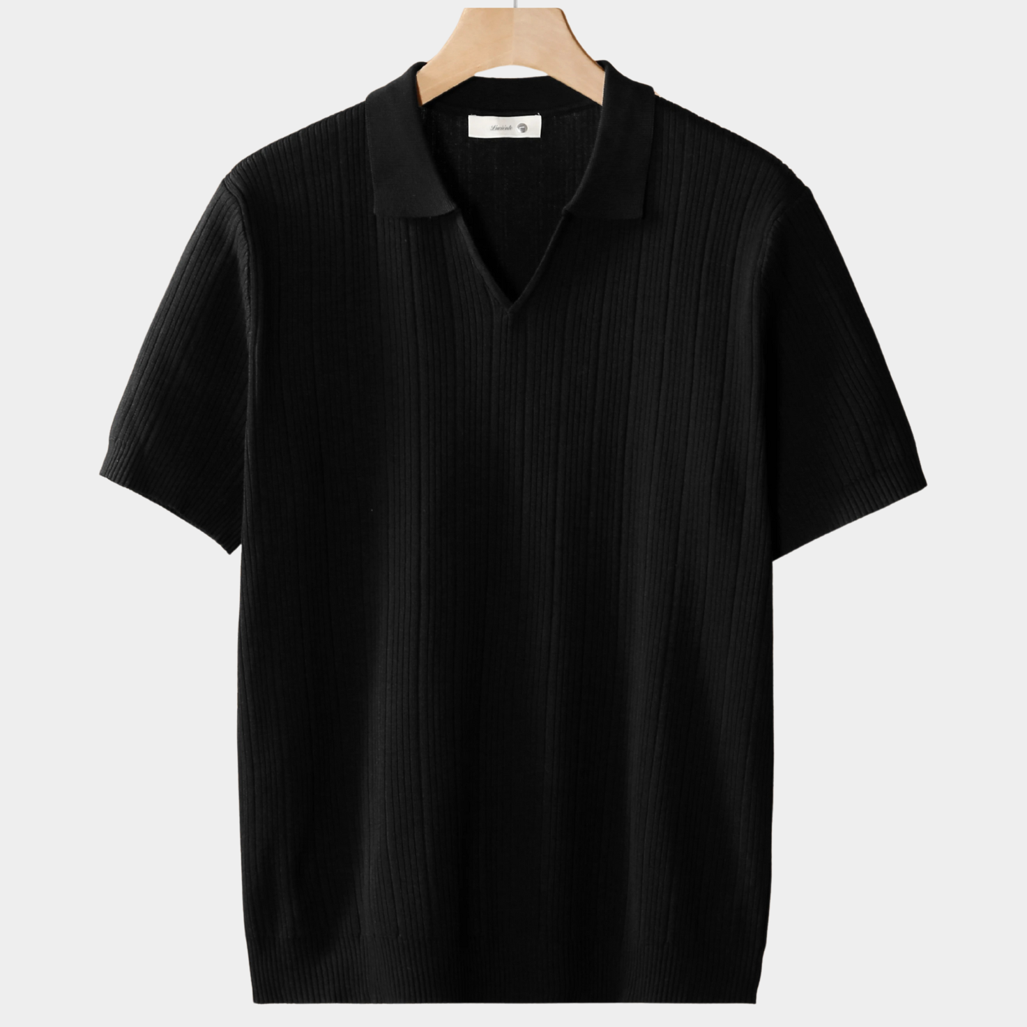 OPEN COLLAR RIBBED POLO