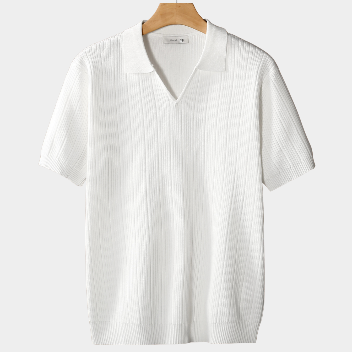 OPEN COLLAR RIBBED POLO