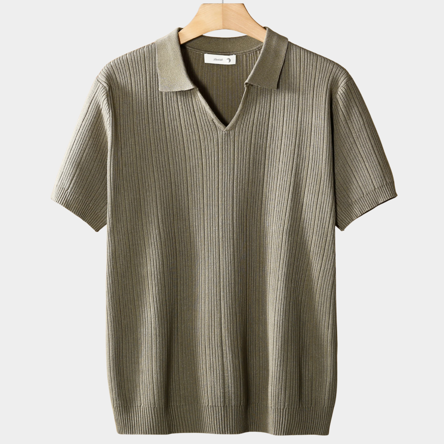 OPEN COLLAR RIBBED POLO